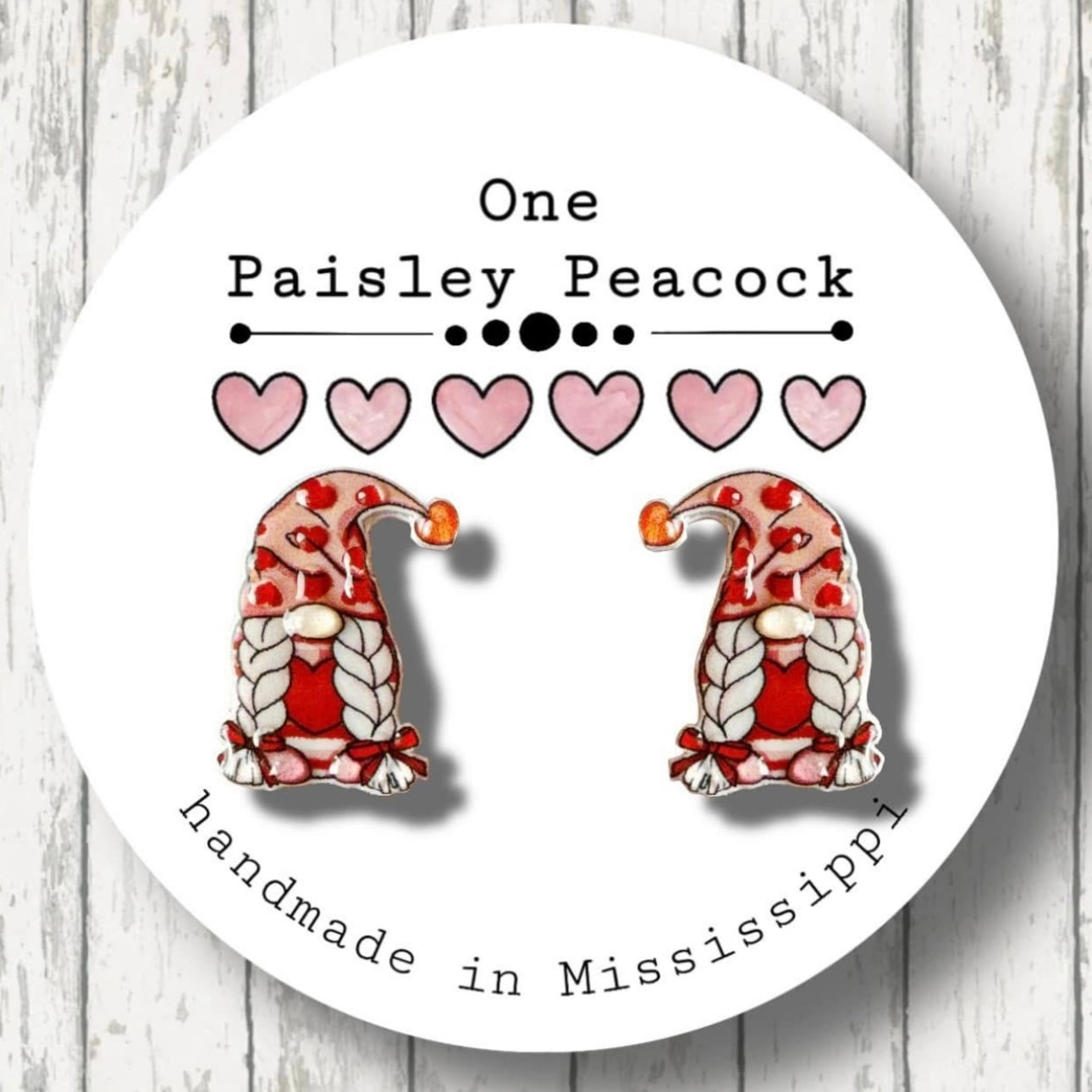 Valentines Day Gnome post earrings