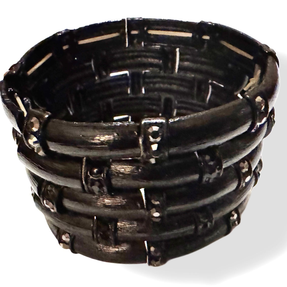 Black Metal Rhinestone Stretchy bracelet