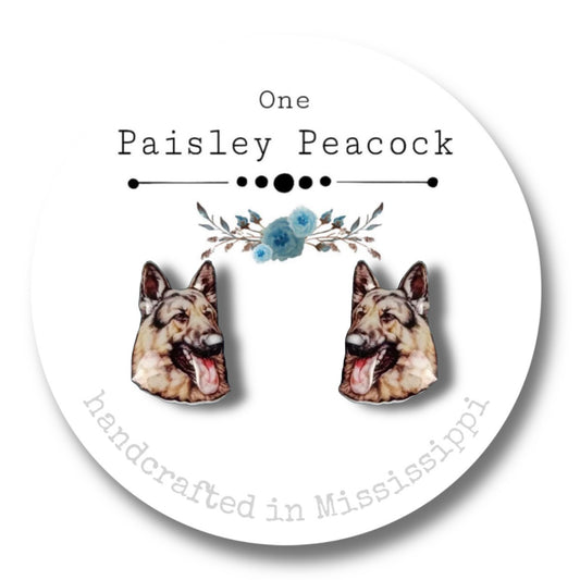 Dog Stud Earrings-German Shepherd
