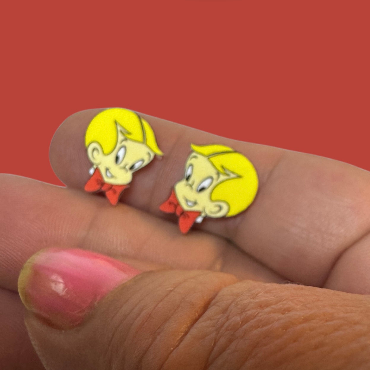 Richie Rich inspired handmade stud earrings