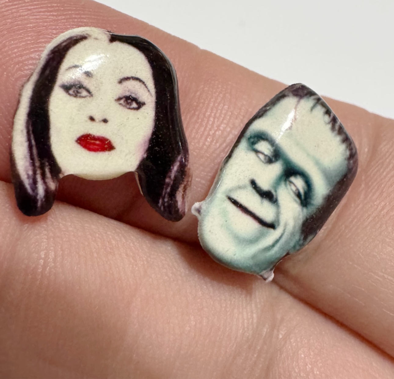 Lily Herman Munster handmade stud earrings Halloween