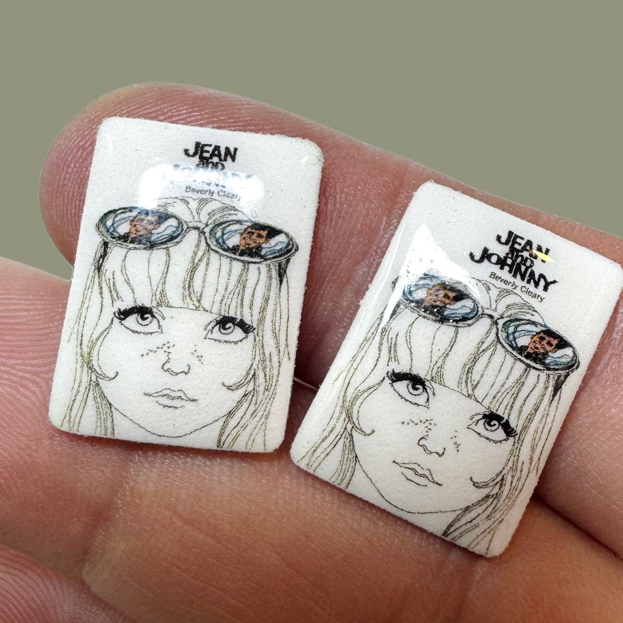 Jean and Johnny book inspired stud earrings