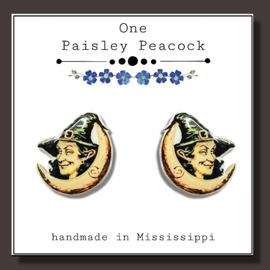 Witch moon stud earrings Halloween