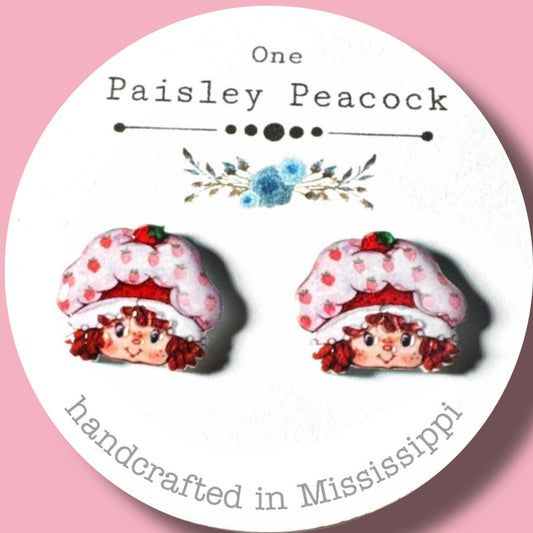 Retro Strawberry Shortcake stud earrings