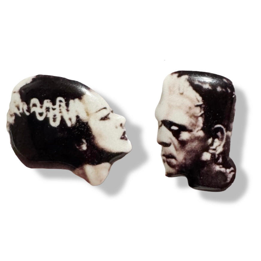 Bride of Frankenstein handmade stud earrings Halloween