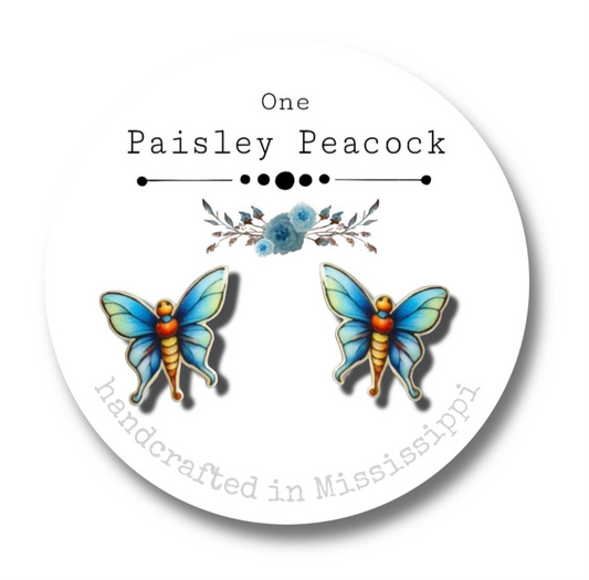 Butterfly Stud Earrings-whimsical-teal