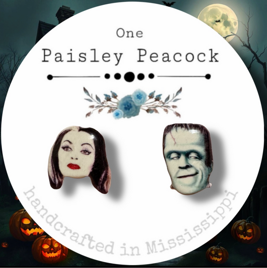 Lily Herman Munster handmade stud earrings Halloween