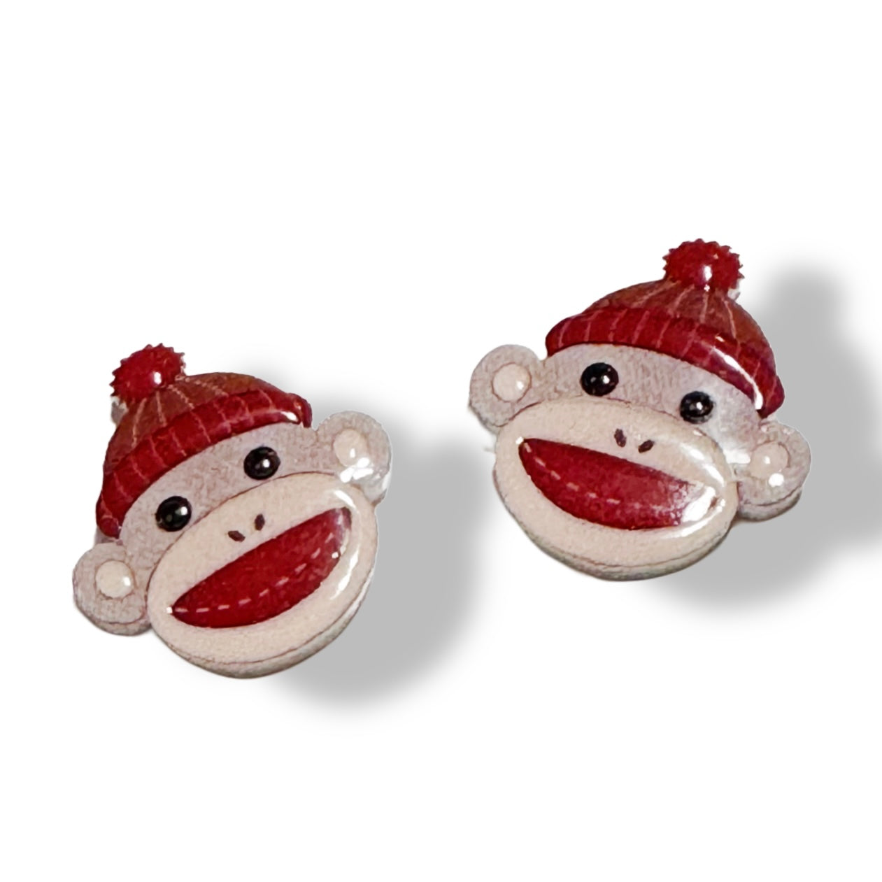 Sock Monkey stud earrings