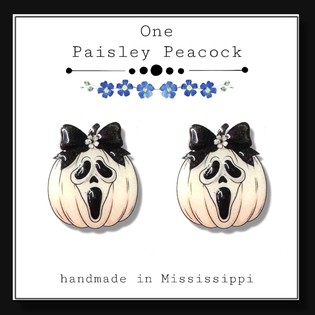 Scream pumpkin stud earrings Halloween