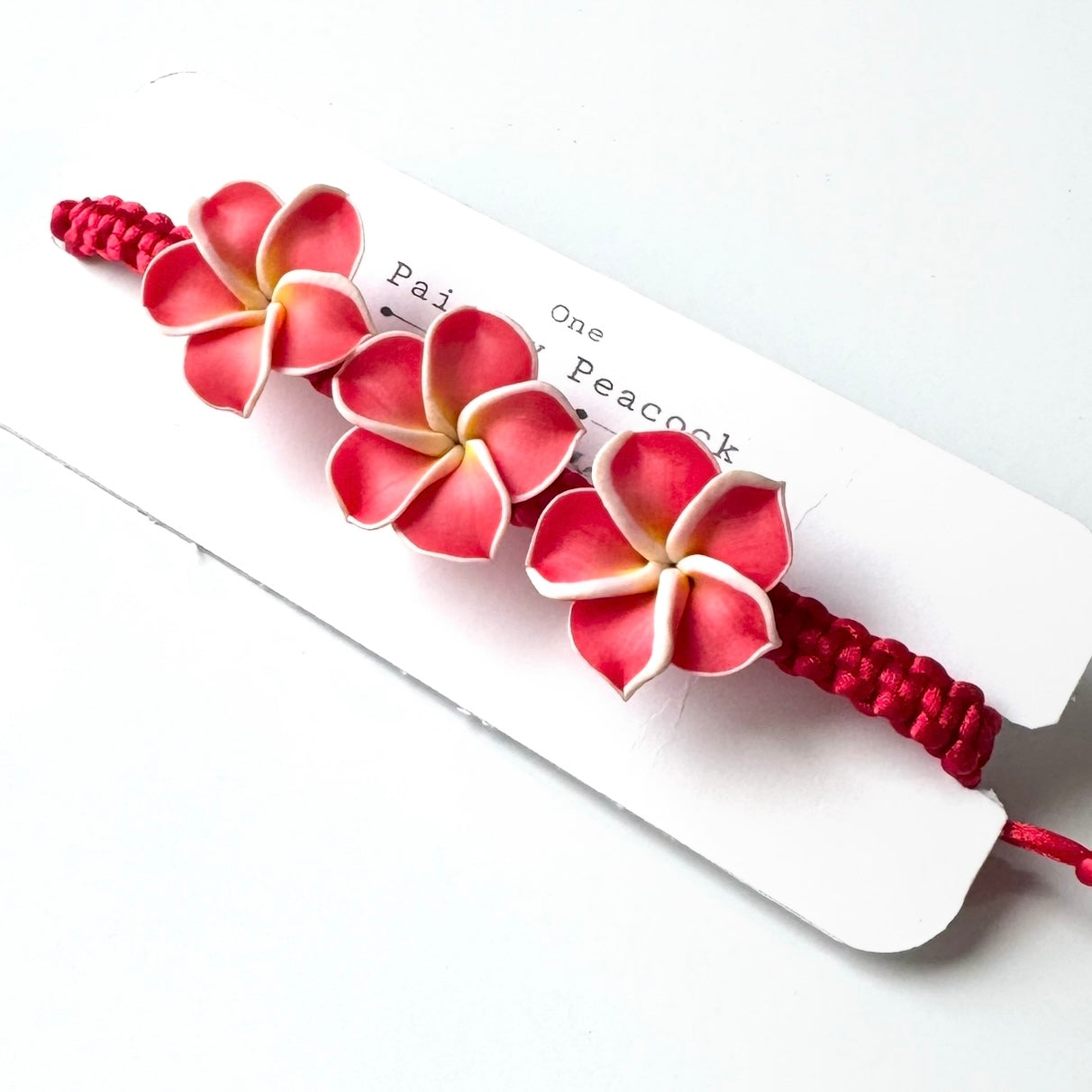 Red Hibiscus flower bracelet