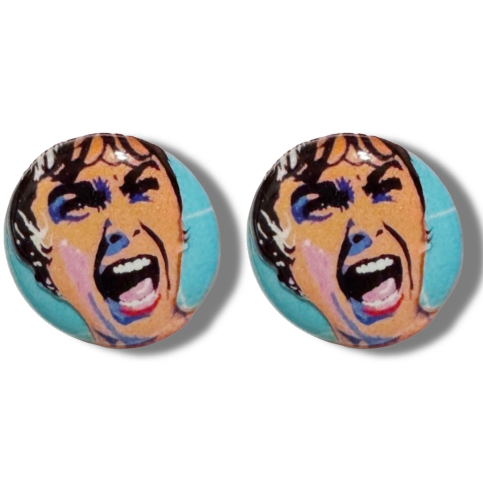 Psycho button stud earrings