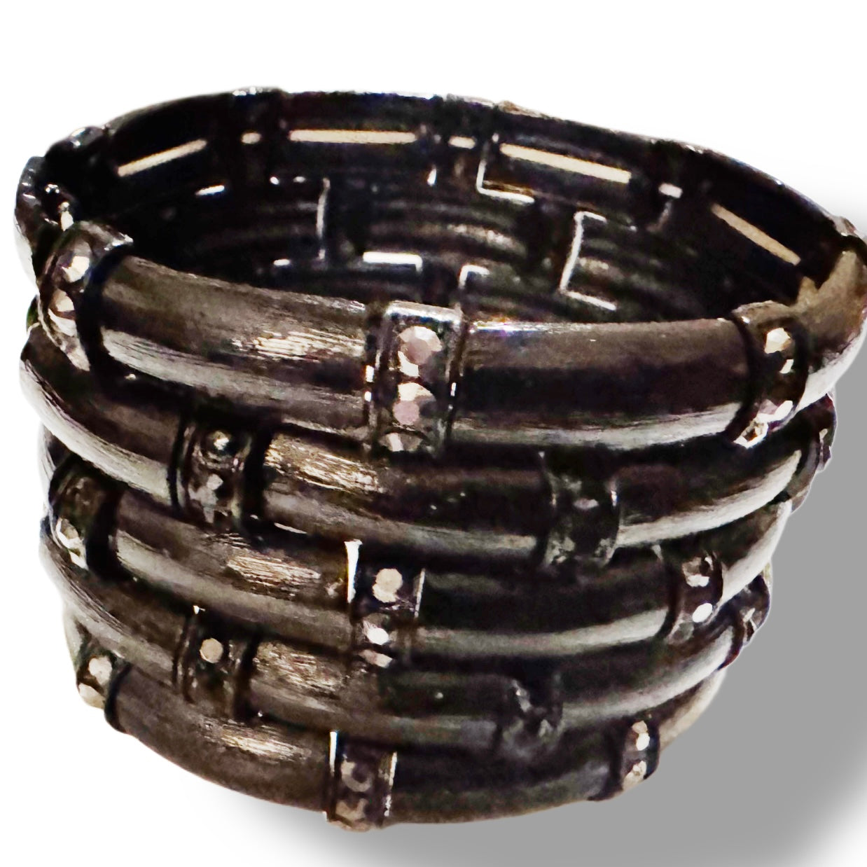 Black Metal Rhinestone Stretchy bracelet