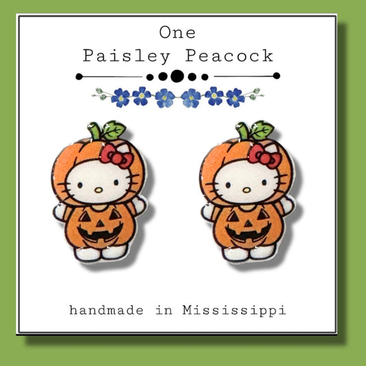 Hello Kitty Inspired Halloween stud earrings