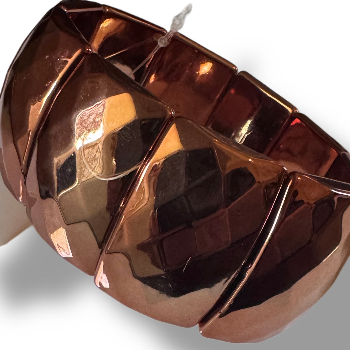 Metallic Bronze Acrylic wide beaded stretch bracelet BR-005