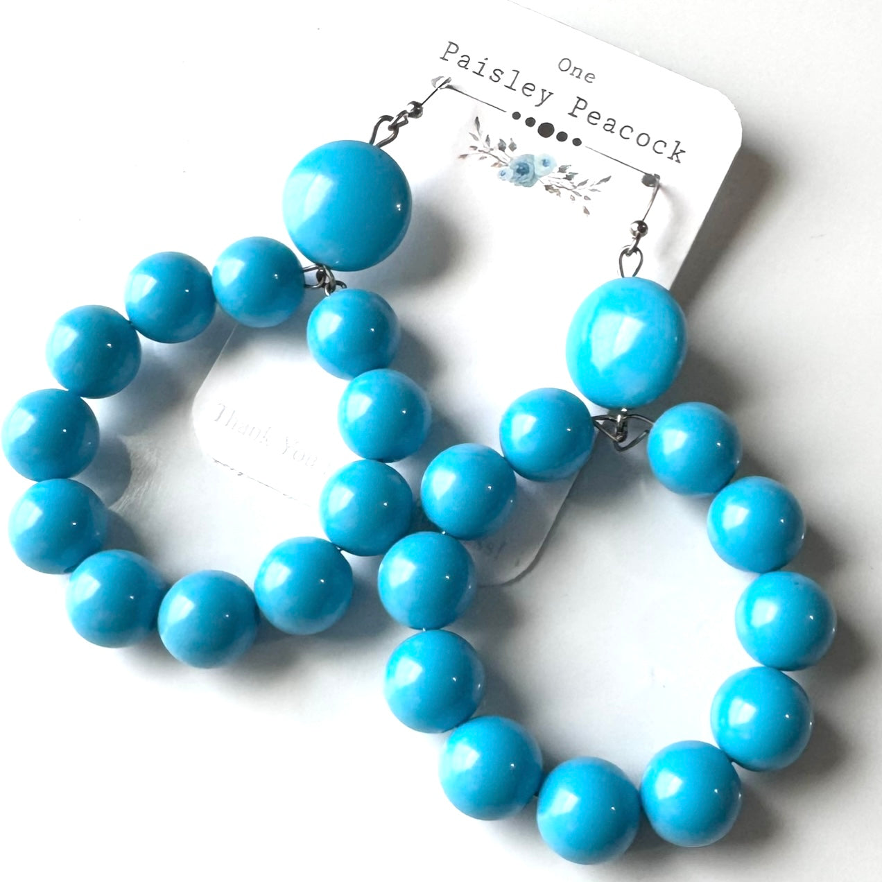 Dangle Earrings blue beaded 3 inch