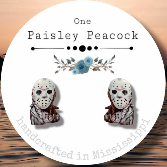 Jason bust handmade stud earrings Halloween