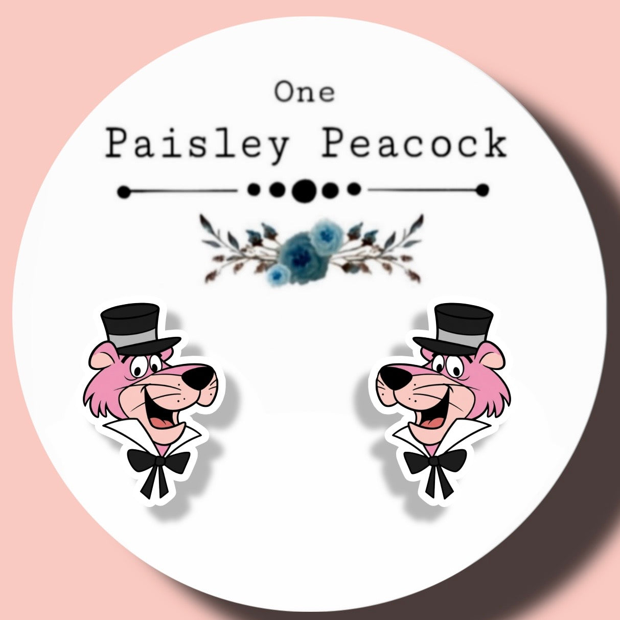 Snagglepuss inspired handmade stud earrings