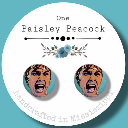 Psycho button stud earrings