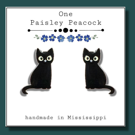 Black Cat Halloween stud earrings