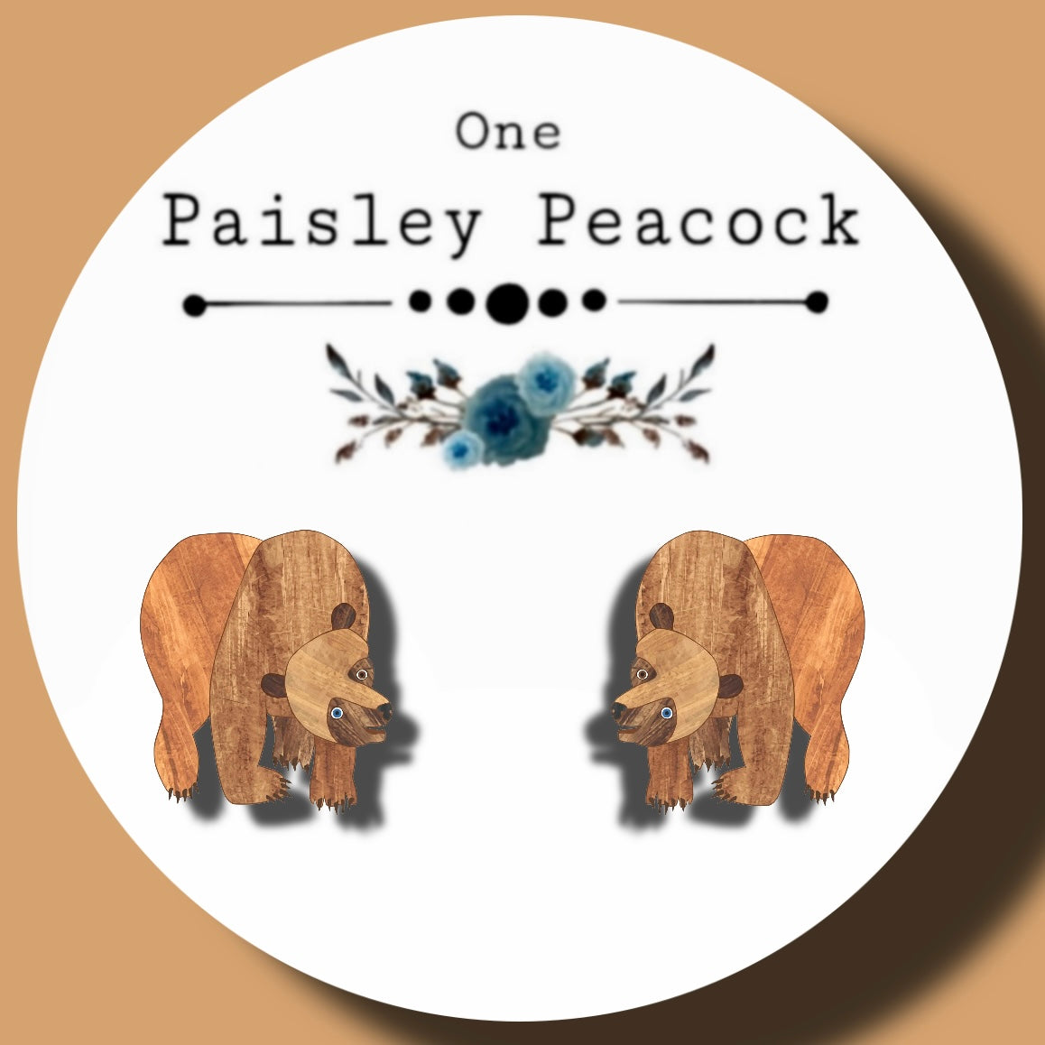Brown Bear inspired handmade stud earrings