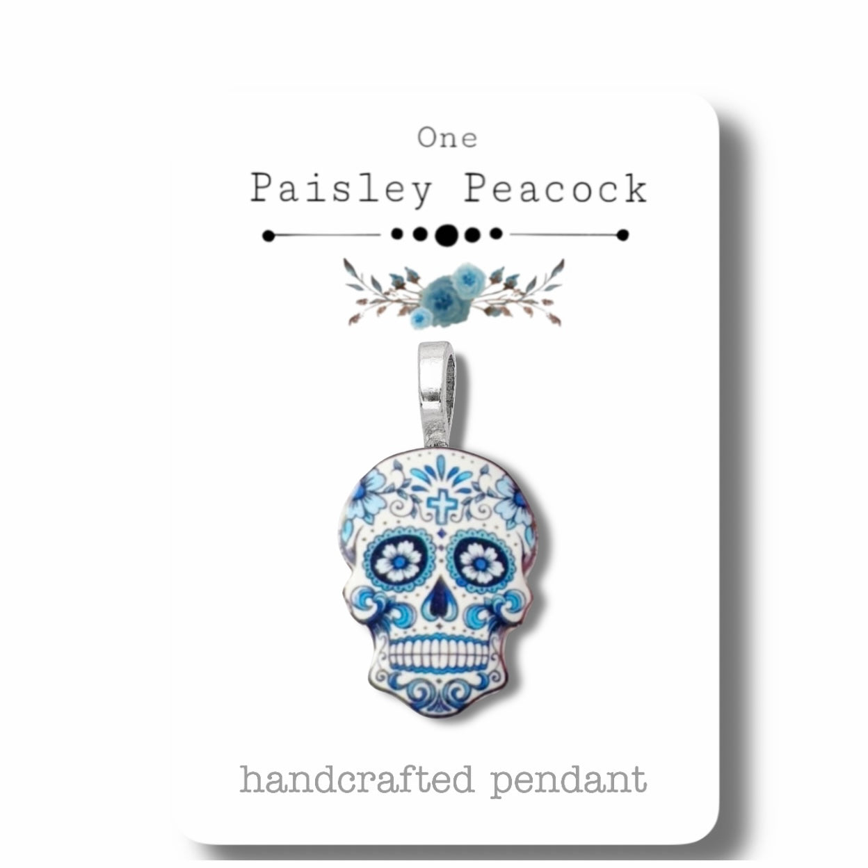 Pendants-blue sugar skull