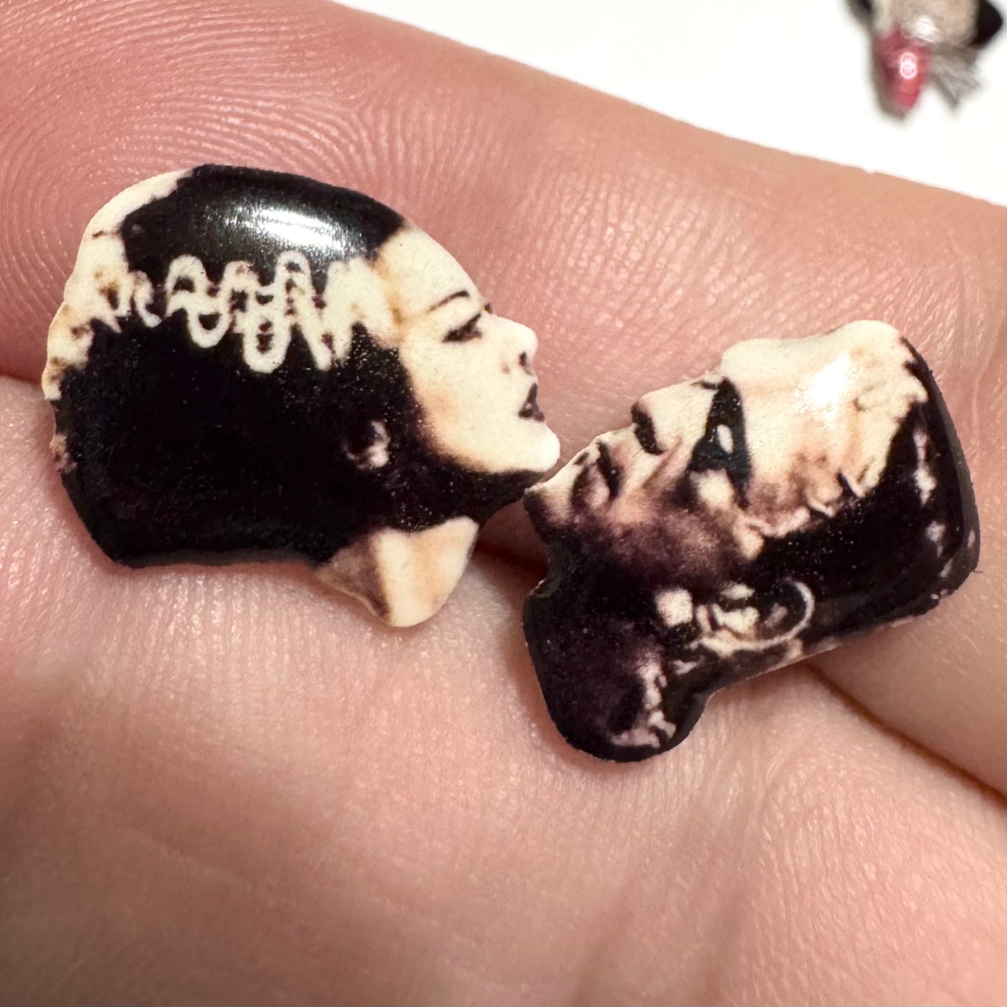Bride of Frankenstein handmade stud earrings Halloween