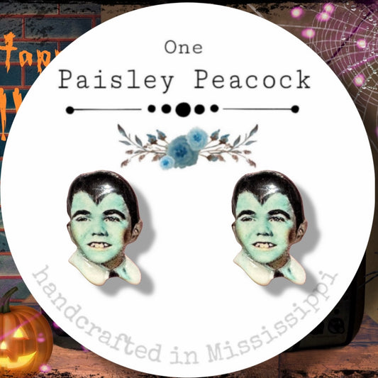 Eddie Munster handmade stud earrings Halloween