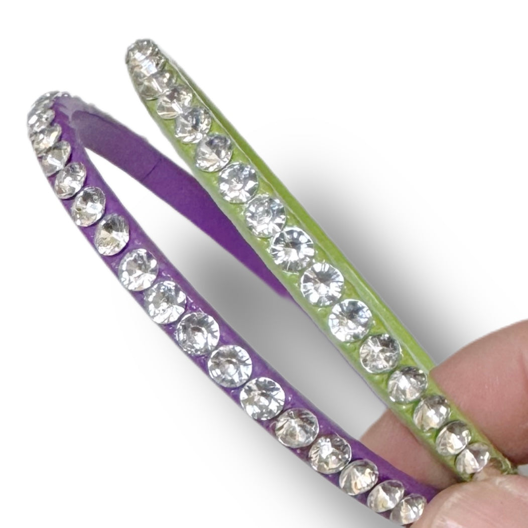 2 Metal Enamel Rhinestone Bangles- 1 stone missing