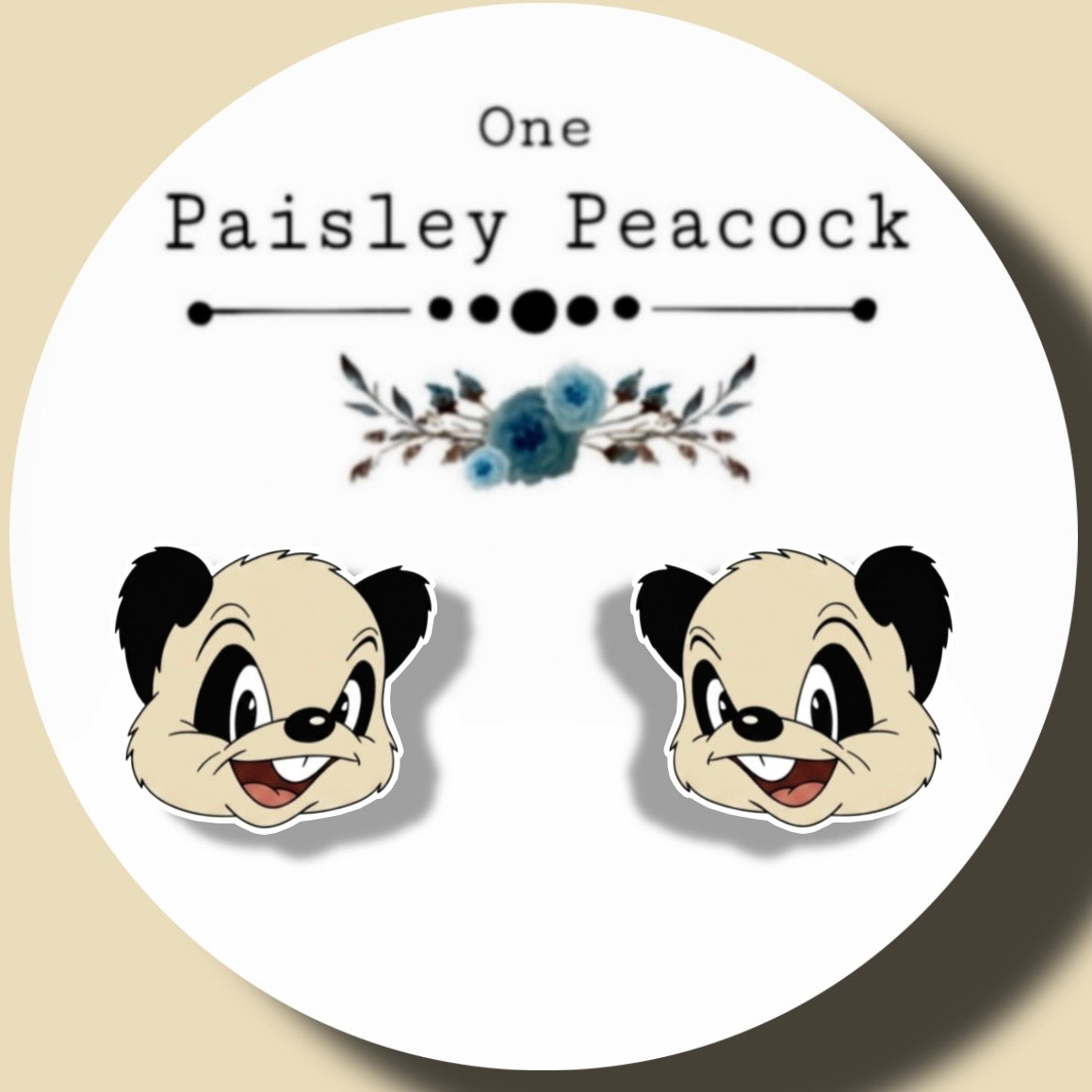 Panda stud earrings retro