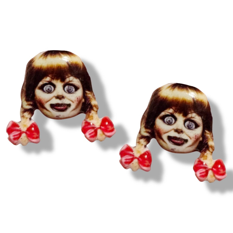 Annabelle handmade stud earrings Halloween