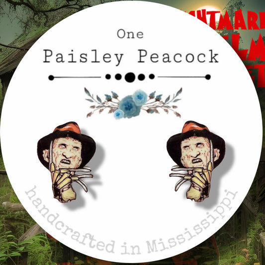 Freddy Krueger handmade stud earrings Halloween