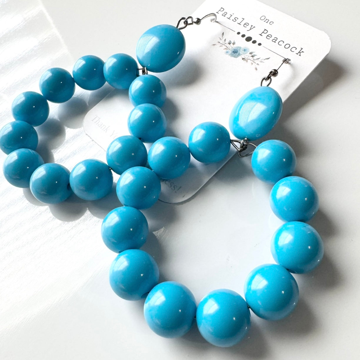 Dangle Earrings blue beaded 3 inch