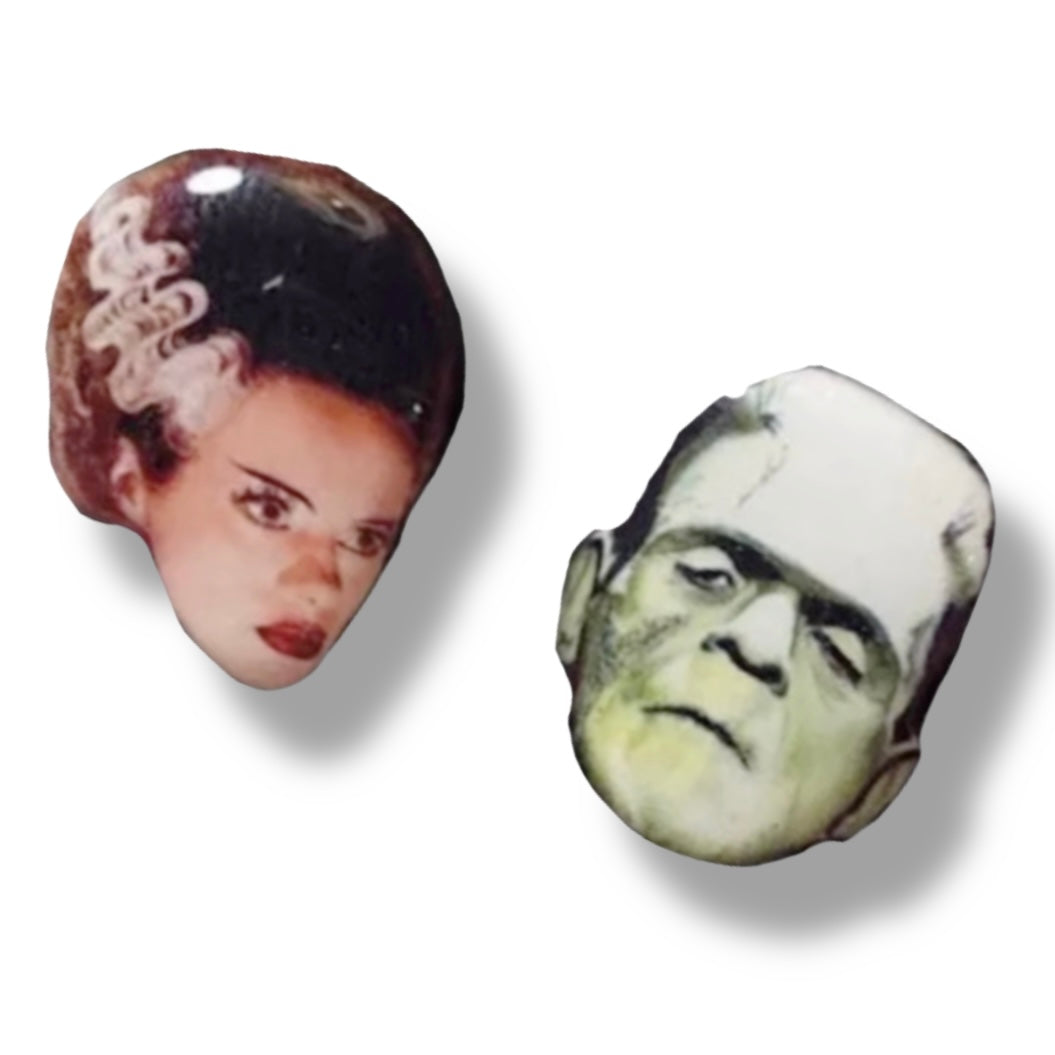 Bride of Frankenstein color handmade stud earrings Halloween