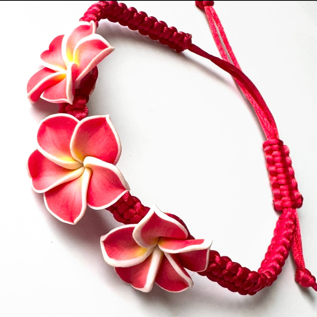 Red Hibiscus flower bracelet