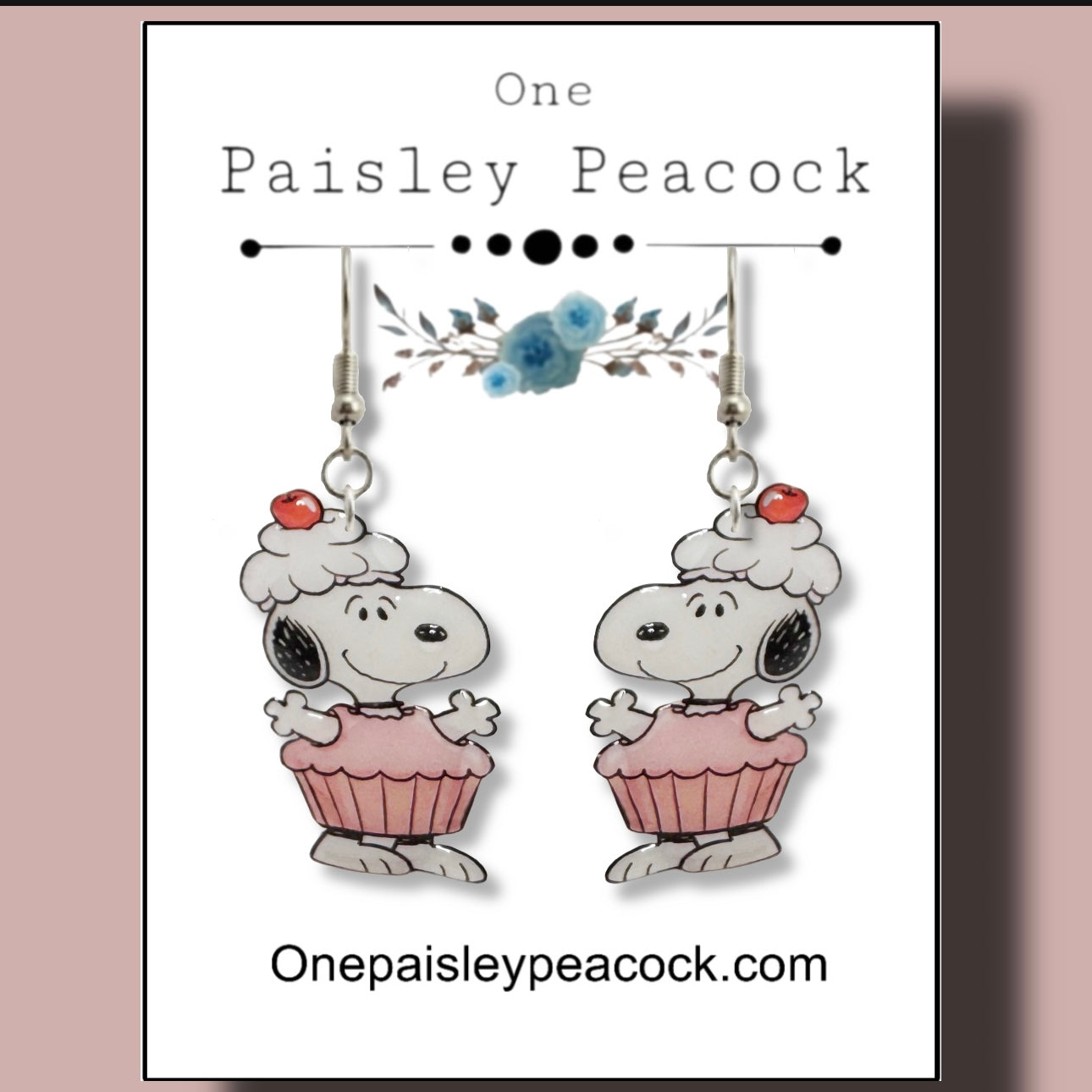 Dangle Earrings- Snoopy inspired Cupcake