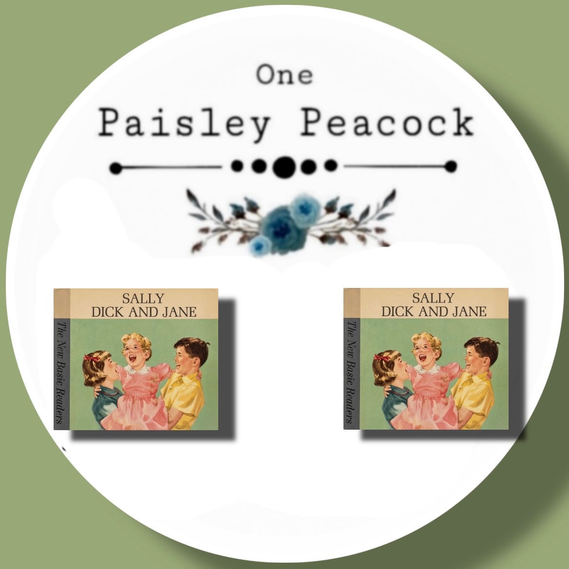 Sally Dick and Jane book stud earrings