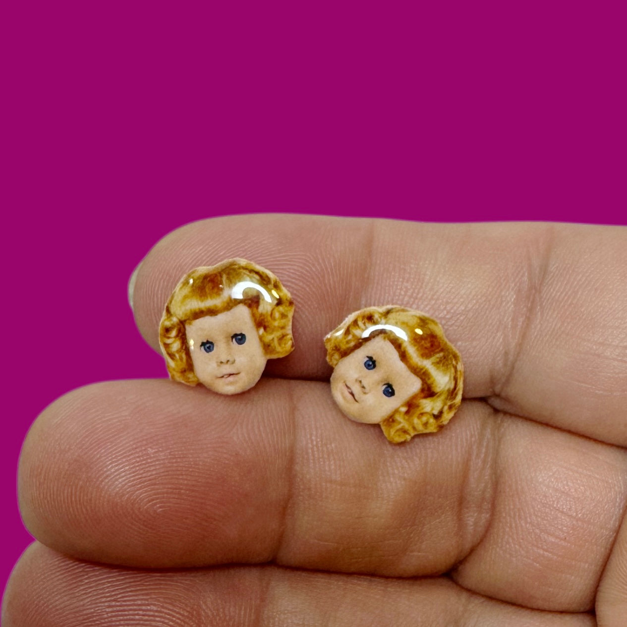 CHATTY CATHY DOLL INSPIRED HANDMADE STUD EARRINGS