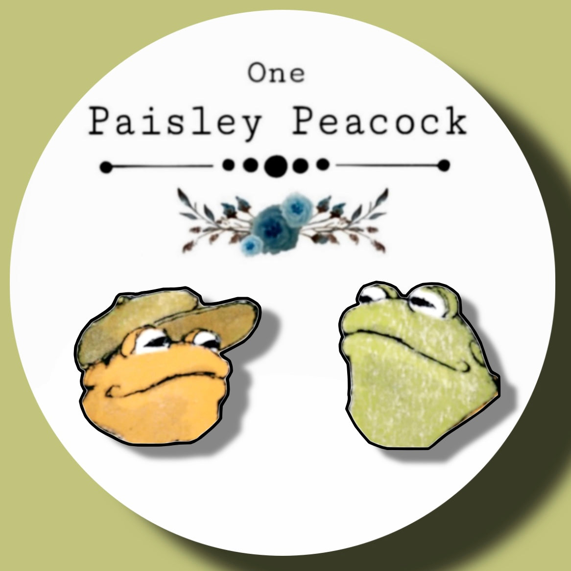 Frog and Toad inspired handmade stud earrings