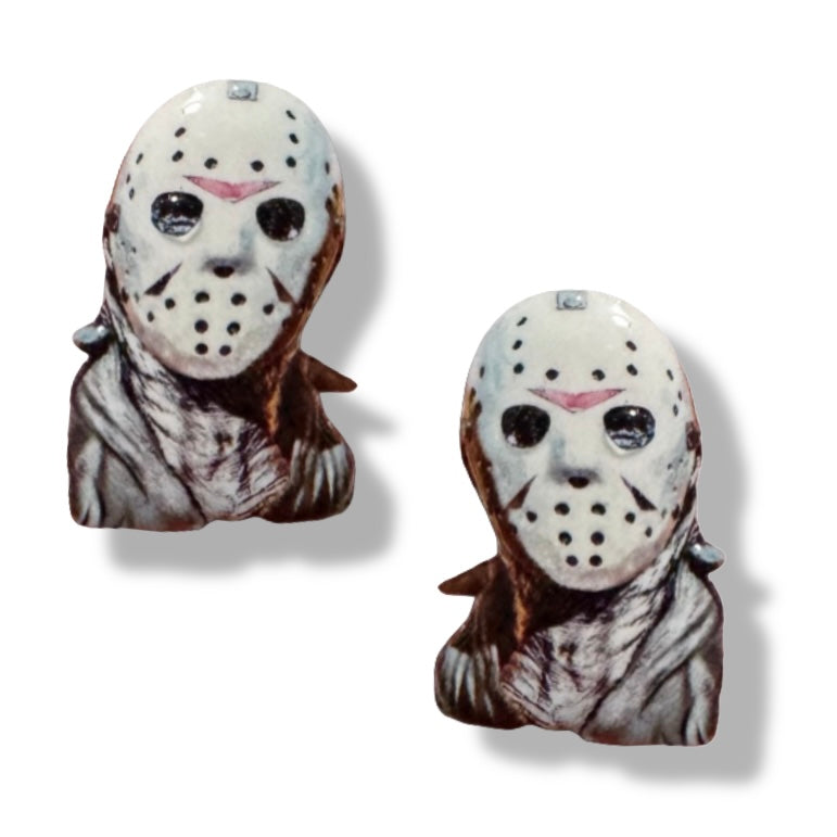 Jason bust handmade stud earrings Halloween