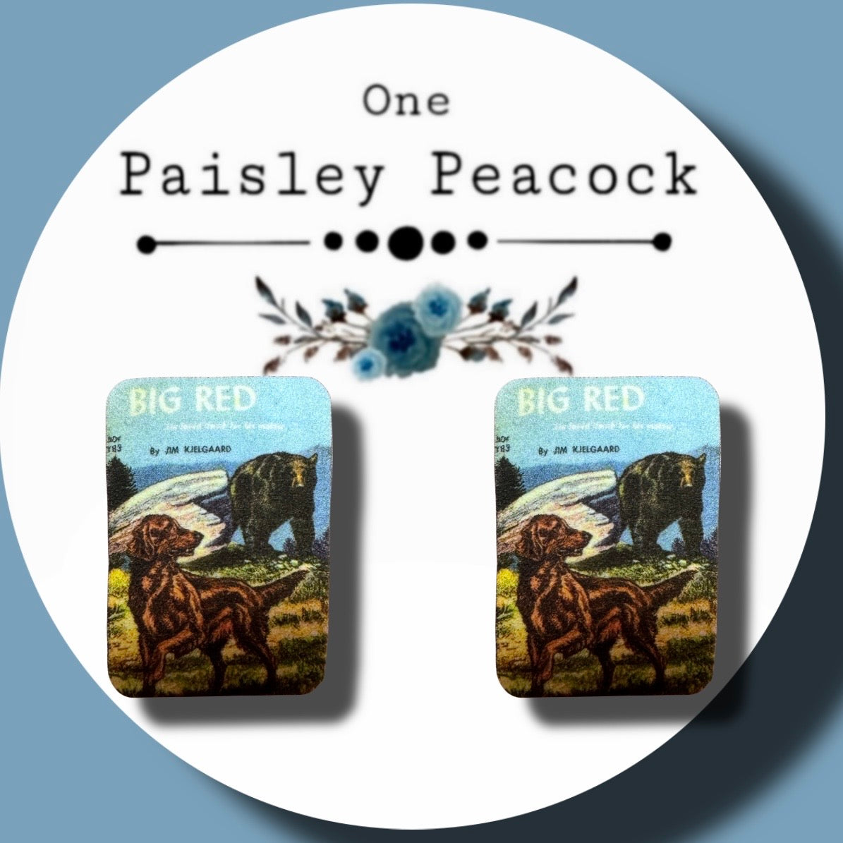 Big Red Dog Bear Book earrings