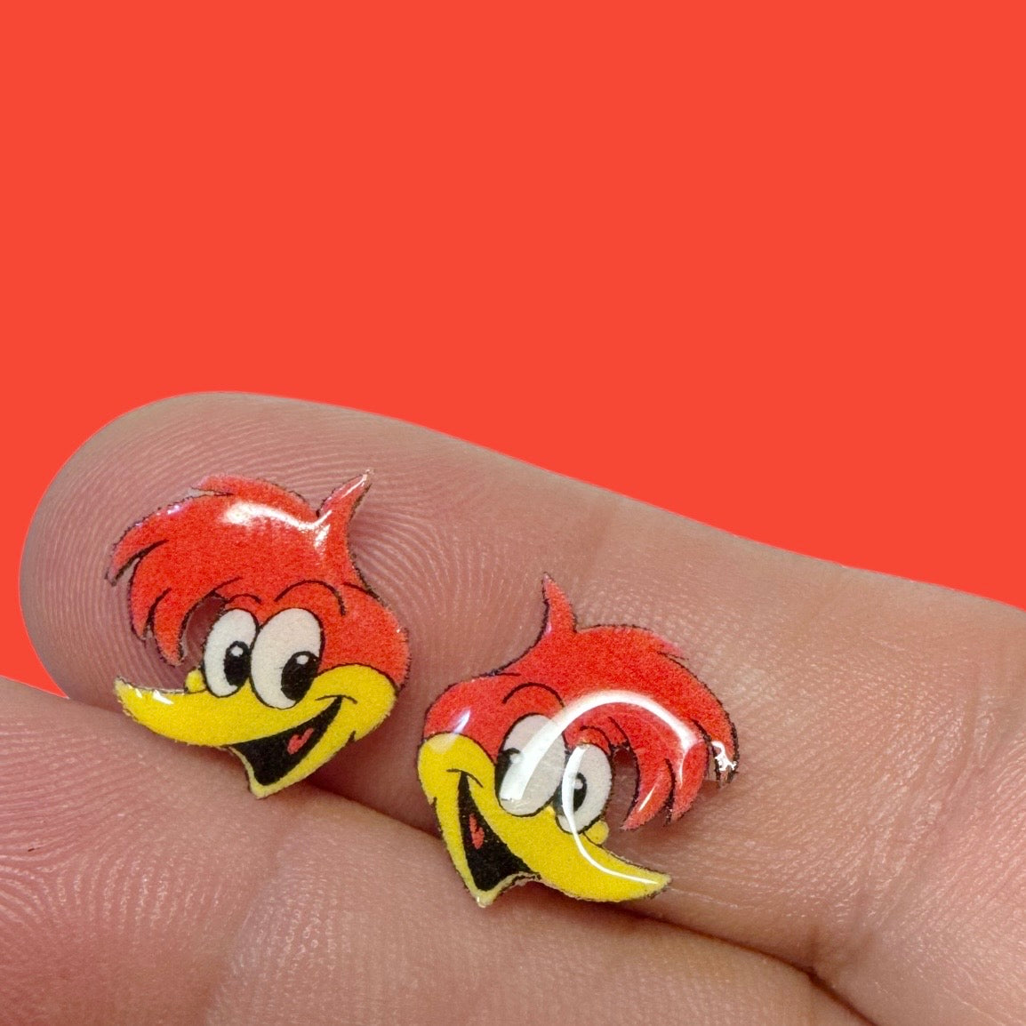 Woody woodpecker stud earrings