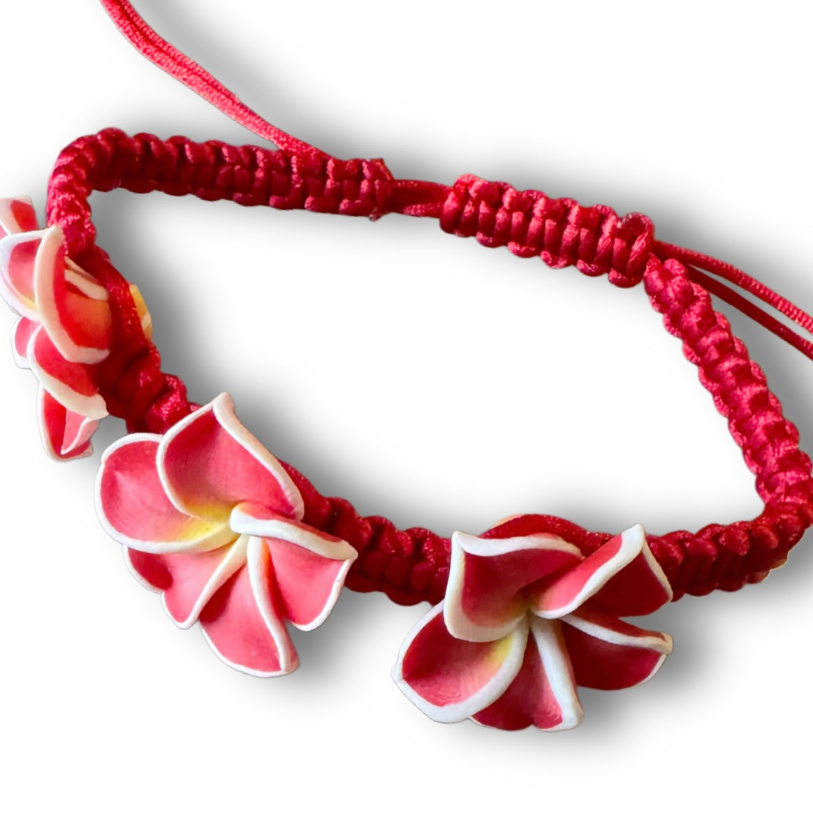 Red Hibiscus flower bracelet