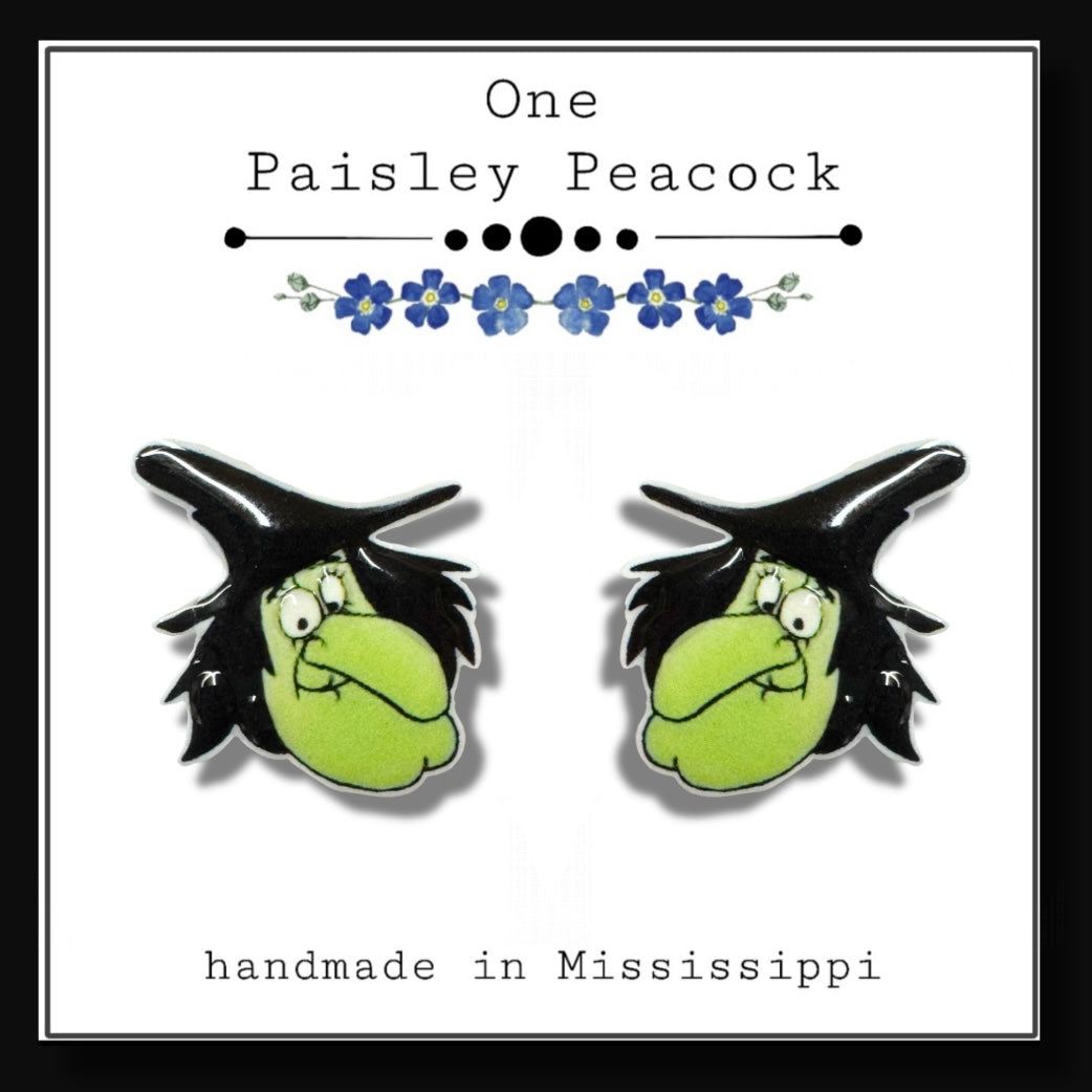 Witch cartoon stud earrings