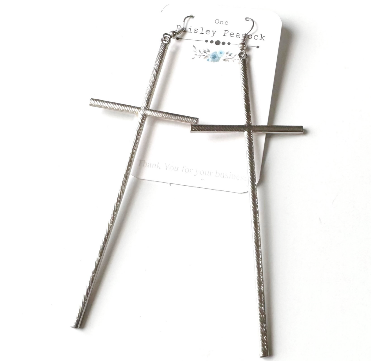 Dangle Earrings-Long Cross
