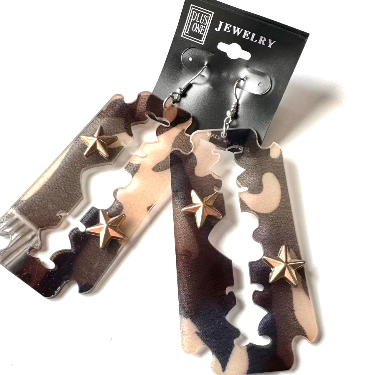 Dangle Earrings Camo Razorblade
