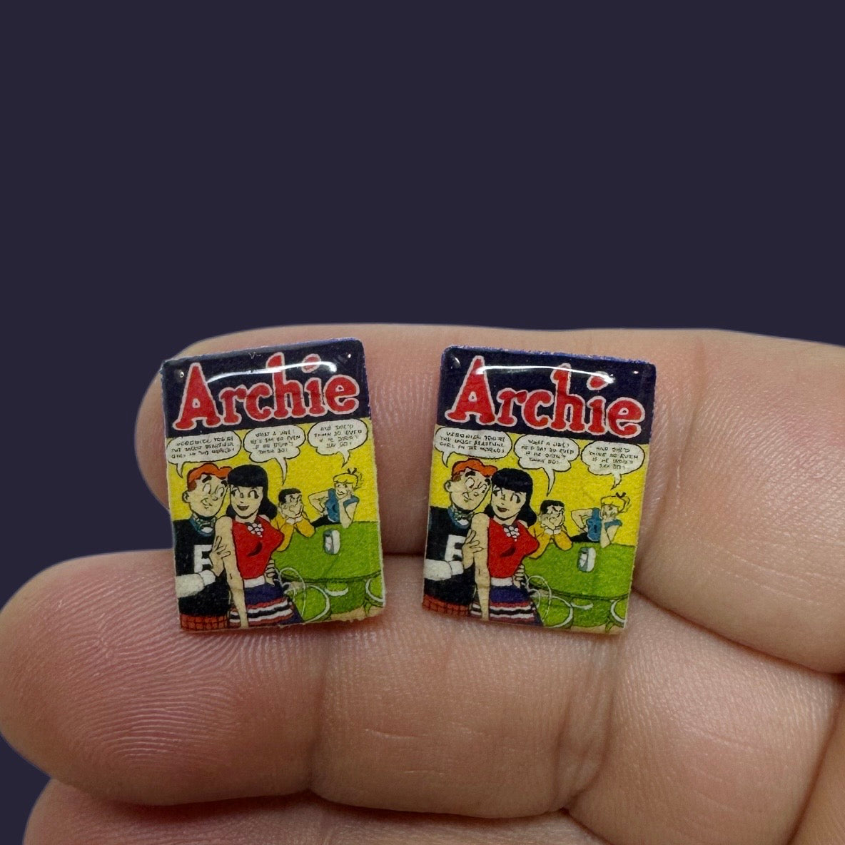 Archie comic book stud earrings