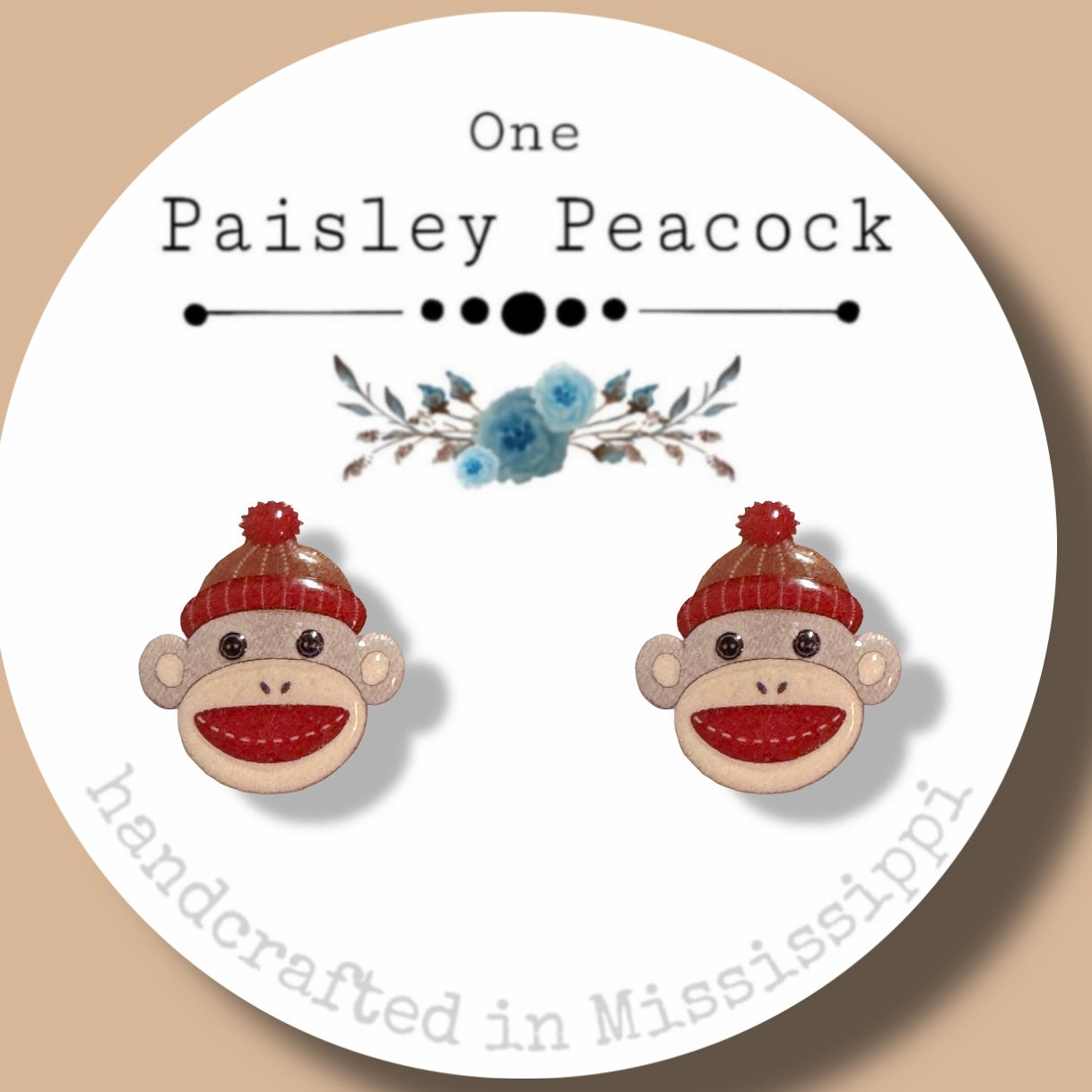 Sock Monkey stud earrings