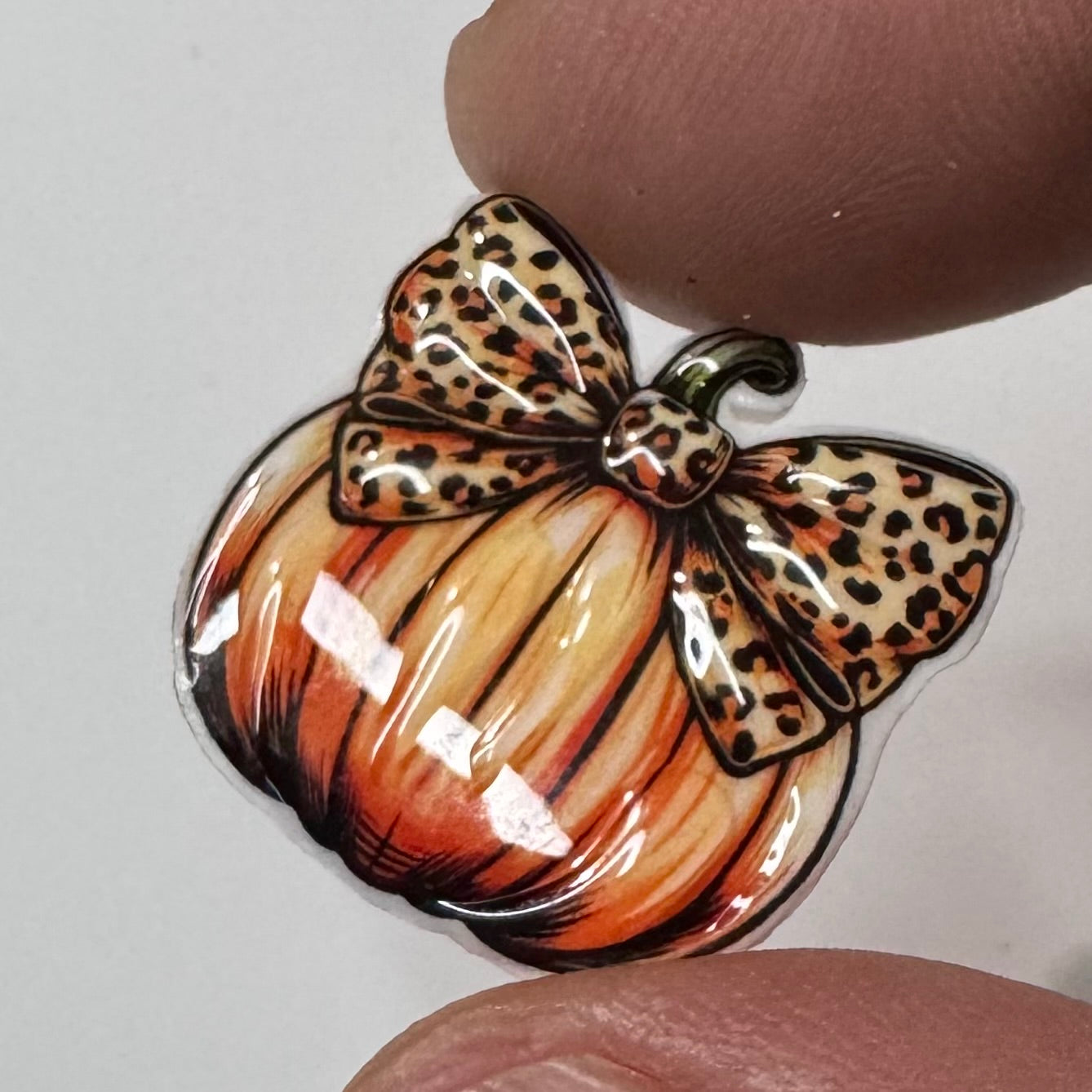 pumpkin leopard bow stud earrings