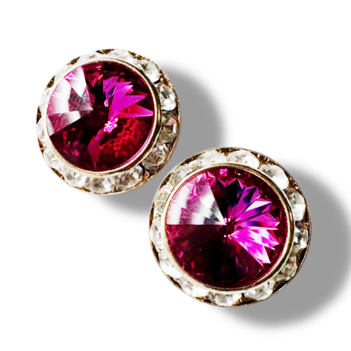 Stud Earrings pink-clear Rhinestones