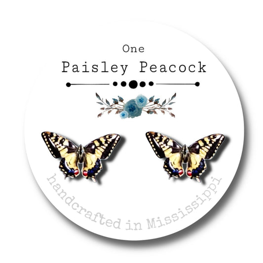 Butterfly Stud Earrings-yellow